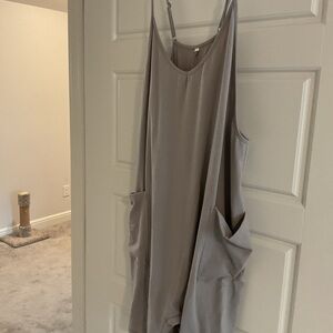 Gray Romper Dress with Pockets